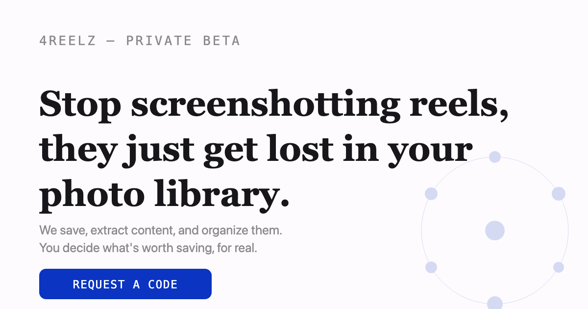 If you're someone who's never screenshotted a reel/short to save useful content, this is not for you